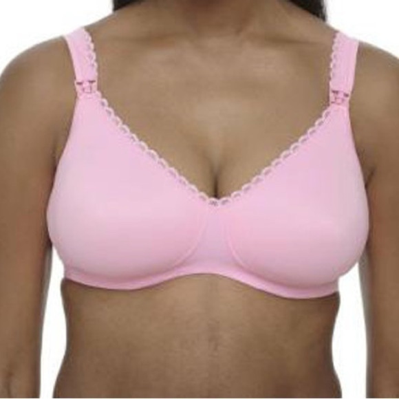 BRAVADO DESIGNS | V-Neck Maternity Nursing Bra Sz Pink Soft Cup 100% Cotton 32D - Picture 1 of 9